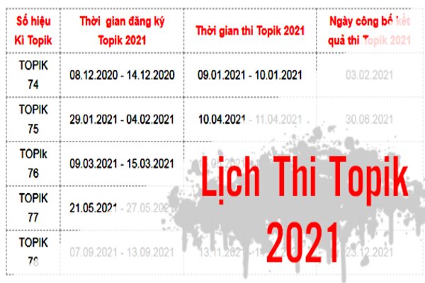 Lịch thi Topik 2021 