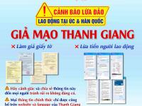 Cảnh báo giả mạo Thanh Giang – Lừa đảo lao động đi làm việc tại Úc