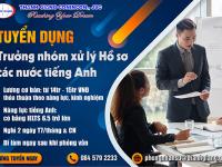 [Thanh Giang Tuyển Dụng] TRƯỞNG NHÓM XỬ LÝ HỒ SƠ CÁC NƯỚC TIẾNG ANH