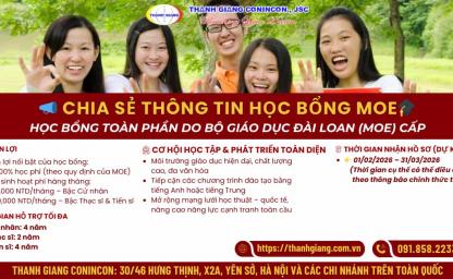 Học bổng MOE Đài Loan - Học bổng toàn phần dành cho sinh viên quốc tế