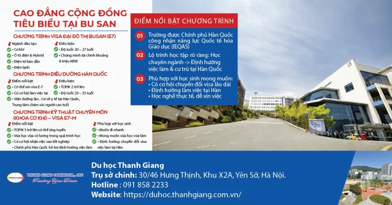 Cao đẳng cộng đồng tiêu biểu tại Busan – Lộ trình học nghề gắn với định hướng việc làm