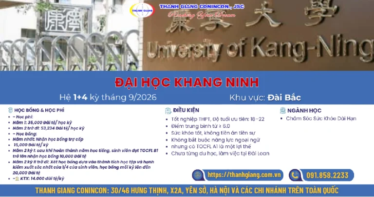 Chương trình Du học tại Đại học Khang Ninh kỳ 09/2026 – Giải pháp cho học viên còn lo ngoại ngữ