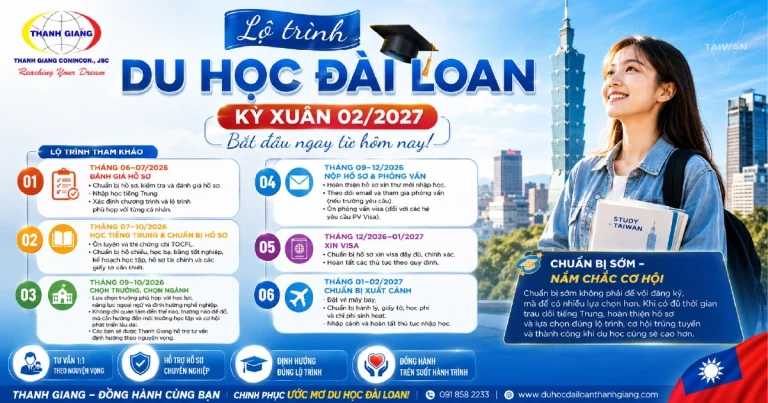 Chương trình du học Đài Loan kỳ Xuân 02/2027 – Lộ trình chuẩn bị chi tiết từ A đến Z
