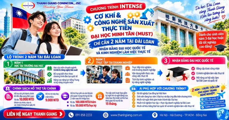 Chương trình Intense Đại học Minh Tân – Lộ trình 2 năm tại Đài Loan