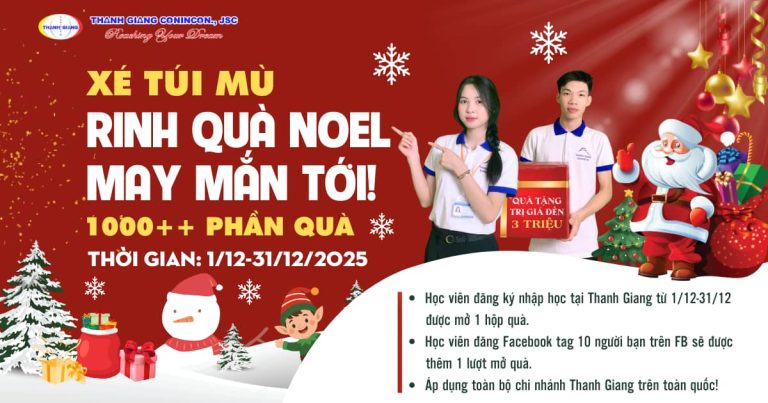 Chương trình ưu đãi tháng 12: Nhập học mùa Giáng Sinh – Nhận quà rủng rỉnh tại Thanh Giang