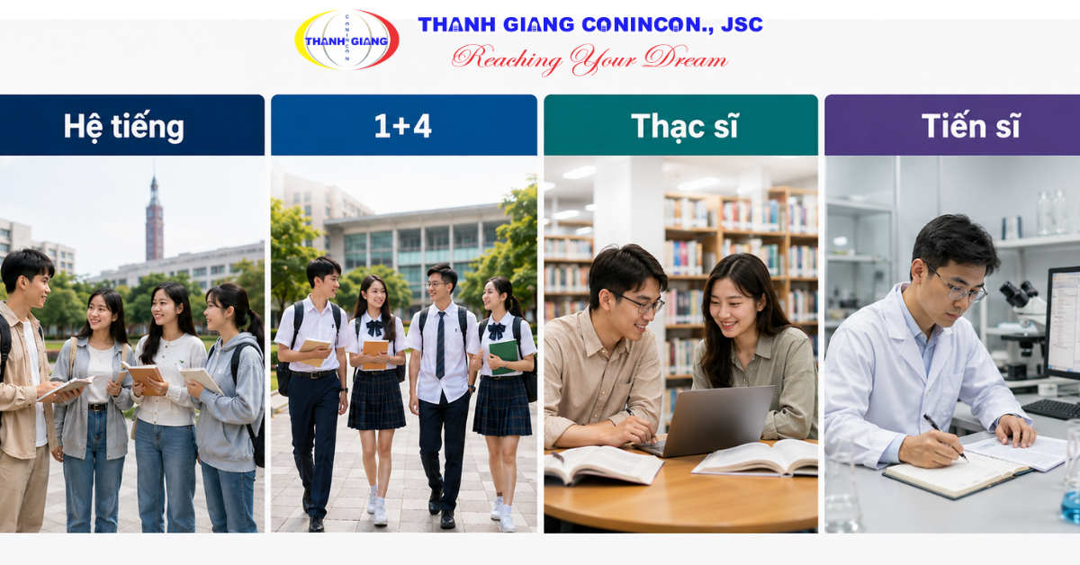 Các nhóm học viên ở từng giai đoạn với các hệ du học Đài Loan