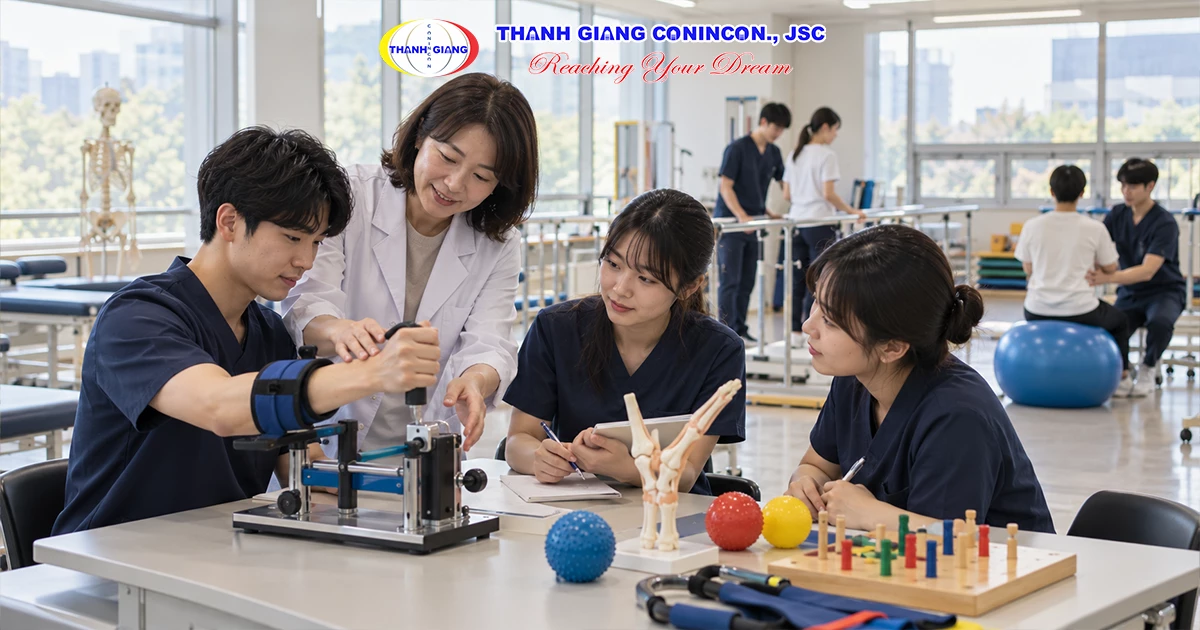 Sinh viên học nhóm ngành xã hội, giáo dục và phục hồi chức năng tại Đại học Nazareth ở Cheonan