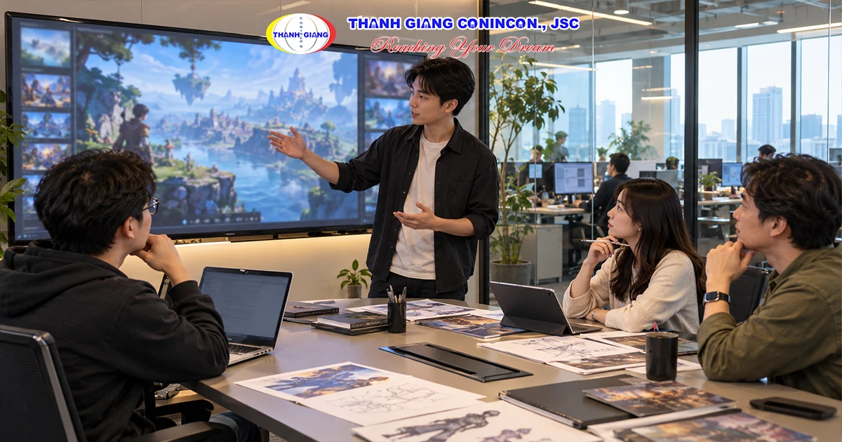 Nhà phát triển game Việt Nam trình bày dự án và portfolio tại công ty công nghệ Hàn Quốc
