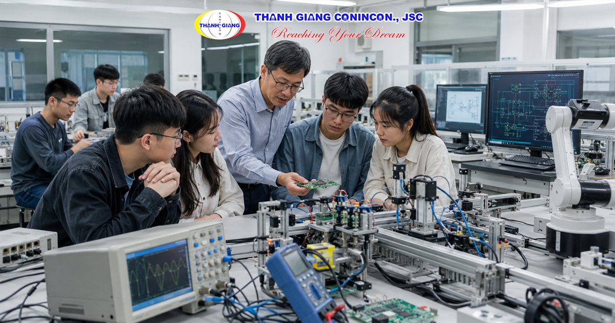 Sinh viên Việt Nam học kỹ thuật, điện tử và công nghệ trong phòng thí nghiệm Đại học Đài Loan