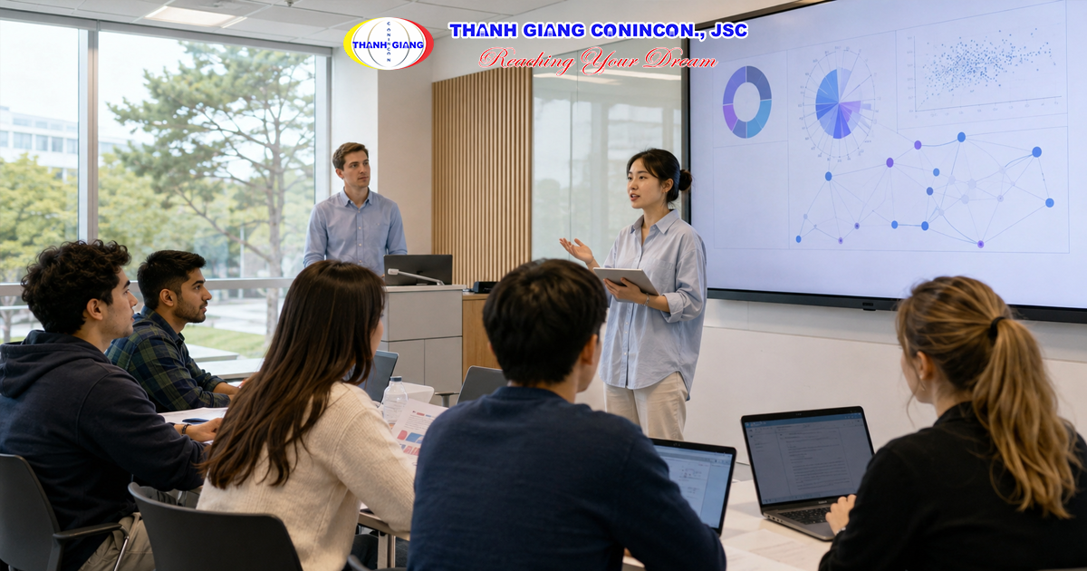 Sinh viên Việt Nam theo học chương trình giảng dạy bằng tiếng Anh tại trường đại học Hàn Quốc.