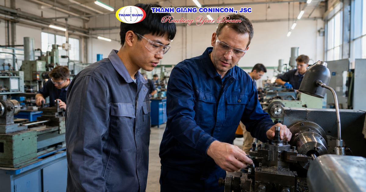 Du học sinh Việt Nam thực hành nghề tại doanh nghiệp Đức, tạo nền tảng việc làm và định cư sau tốt nghiệp.