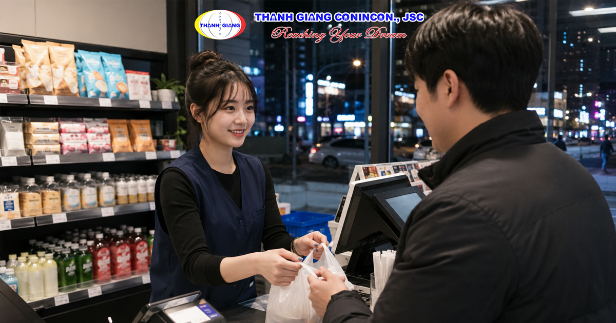 Du học sinh Việt Nam làm thêm tại cửa hàng tiện lợi ở Hàn Quốc