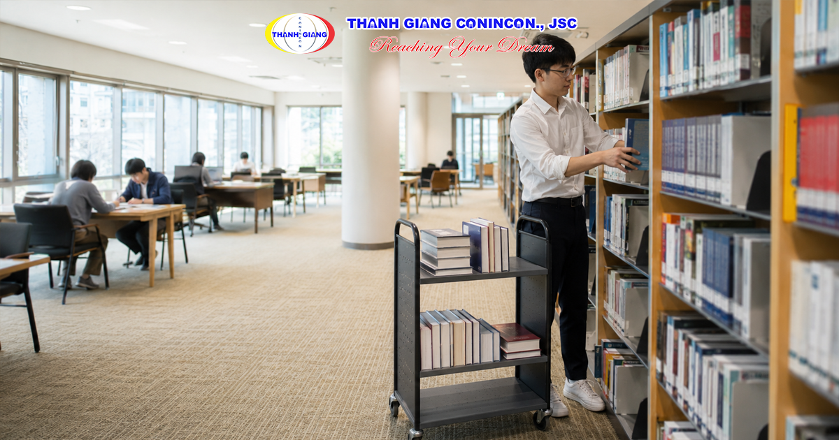 Du học sinh Việt Nam làm thêm tại thư viện trường đại học Hàn Quốc