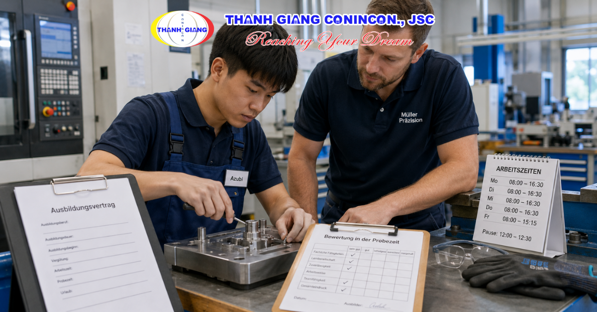 Du học sinh trải qua thời gian thử việc tại doanh nghiệp đào tạo nghề Đức