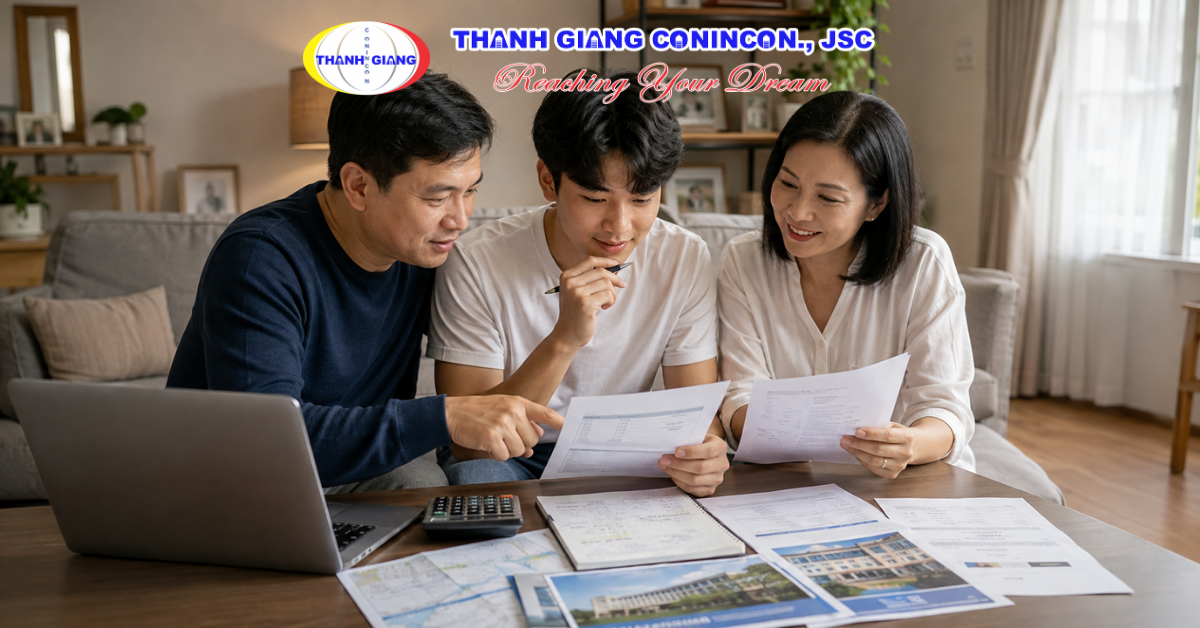 Gia đình cùng con tính toán chi phí ngân sách trước khi du học Đài Loan