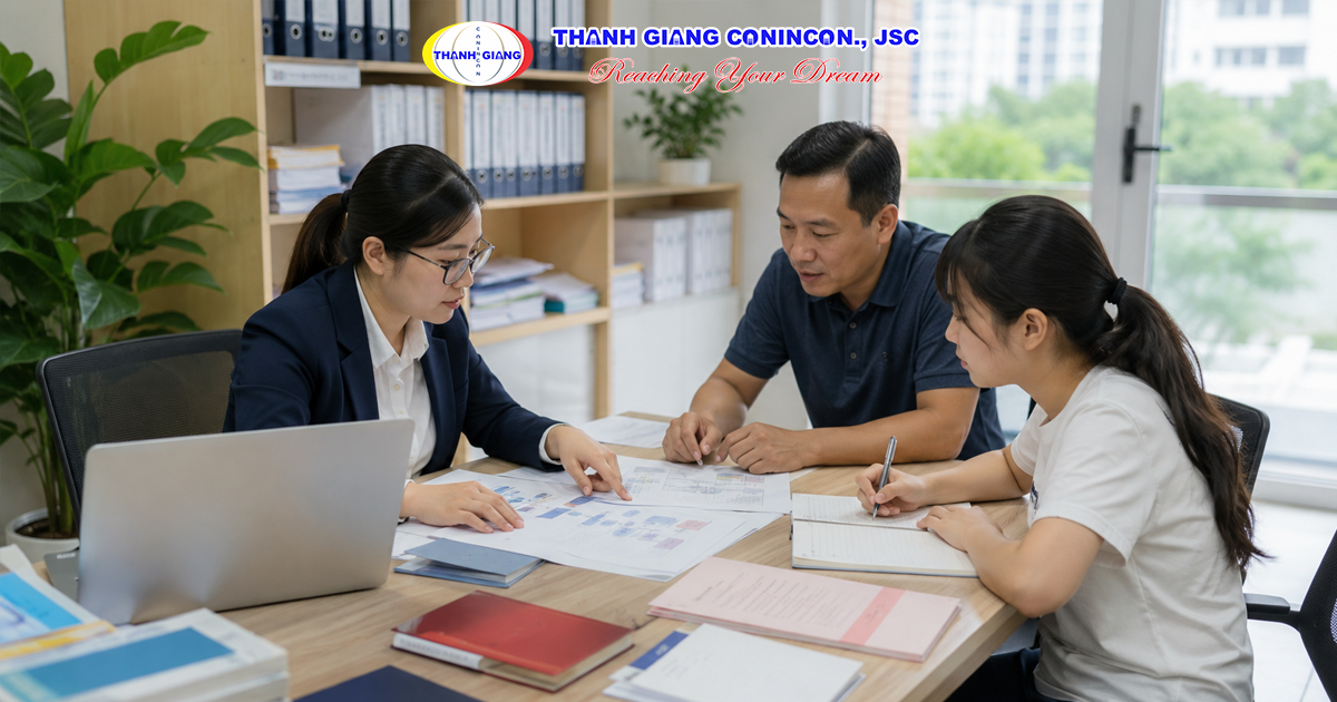 Chuyên viên tư vấn rà soát và giải trình nguồn thu nhập cho hồ sơ bảo lãnh du học Nhật.