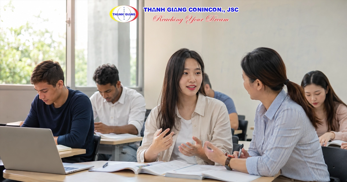 Sinh viên Việt Nam học tiếng Trung trong năm đầu chương trình hệ 1+4 Đài Loan.