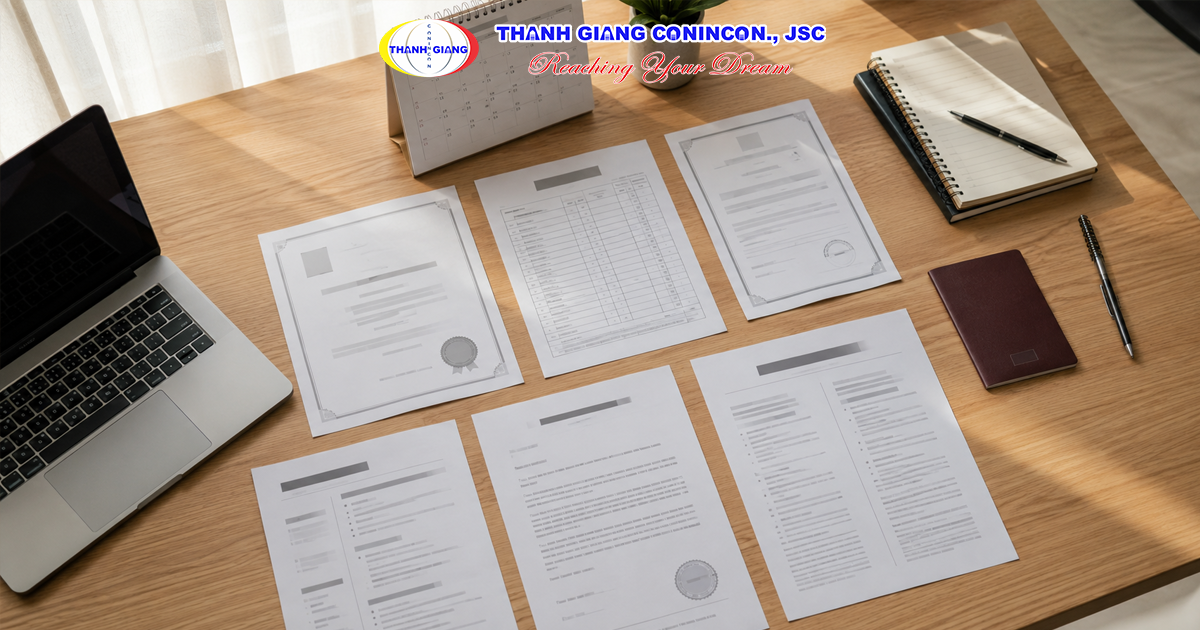 Bộ hồ sơ du học Thạc sĩ Đài Loan gồm bằng Đại học, bảng điểm, hộ chiếu và kế hoạch nghiên cứu.