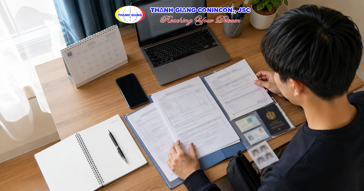 Du học sinh chuẩn bị thẻ cư trú, hộ chiếu và hồ sơ xin việc làm thêm tại Nhật Bản.