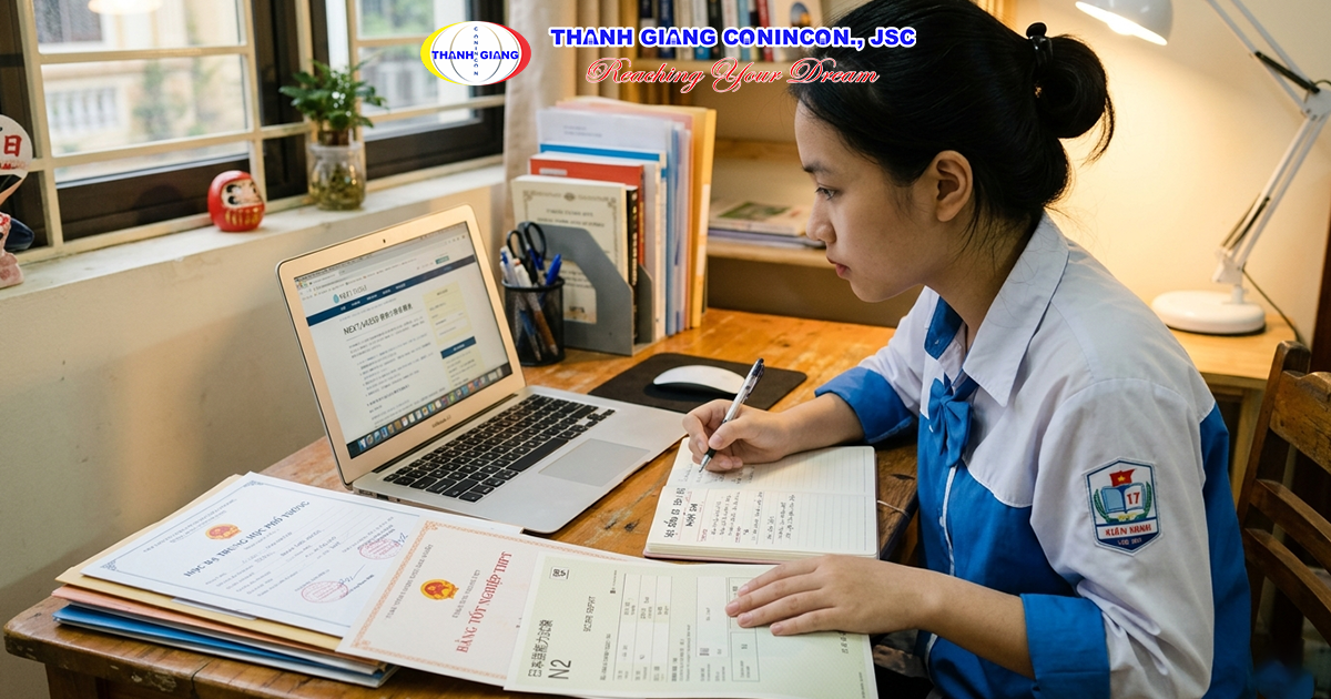 học sinh Việt Nam đang chuẩn bị hồ sơ
