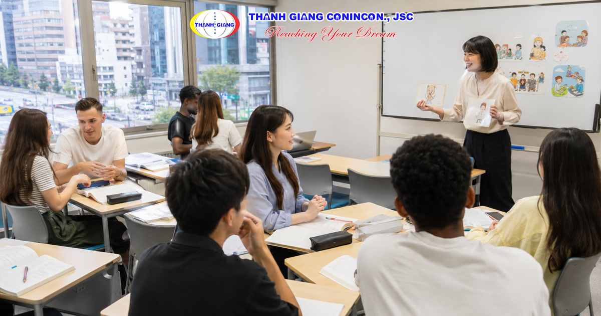 Du học sinh Việt Nam học tại trường Nhật ngữ ở Nhật Bản khi trình độ tiếng Nhật còn thấp.