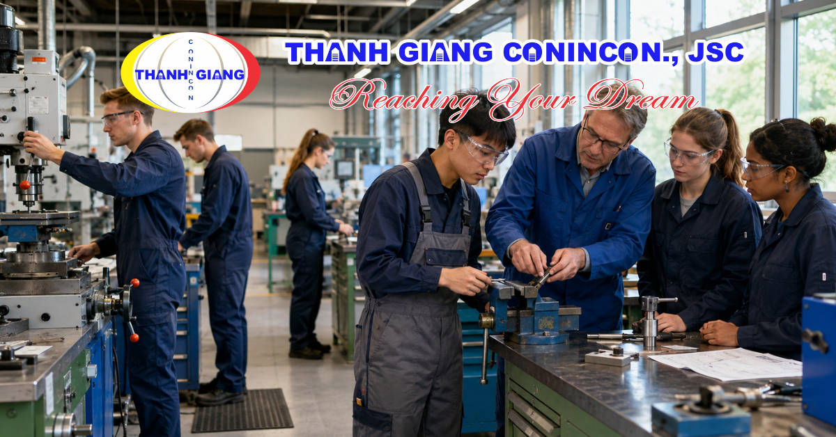Học viên quốc tế thực hành trong chương trình du học nghề tại Đức