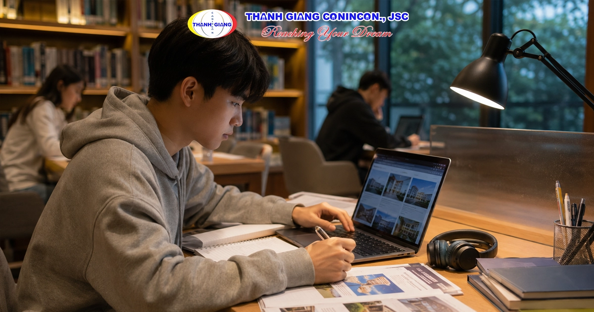 Học sinh tìm hiểu và so sánh trường, ngành học hệ 1+4 Đài Loan trước khi đăng ký.