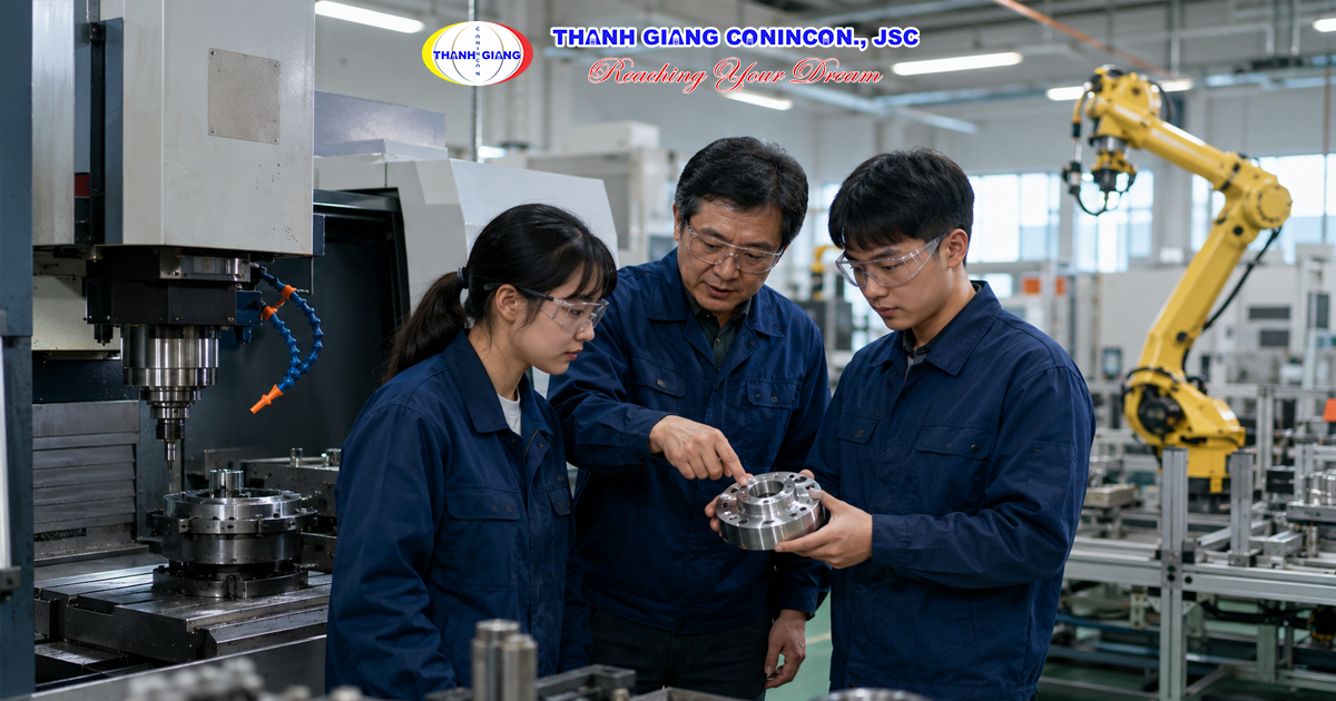 Sinh viên ngành kỹ thuật và công nghệ thực hành máy móc tại trường đại học Đài Loan.