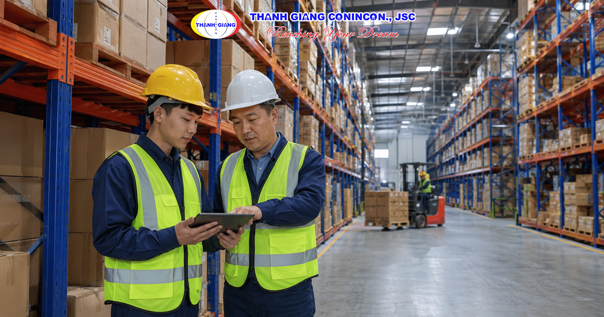 Sinh viên ngành logistics và quản lý thực hành tại trung tâm kho vận ở Đài Loan.