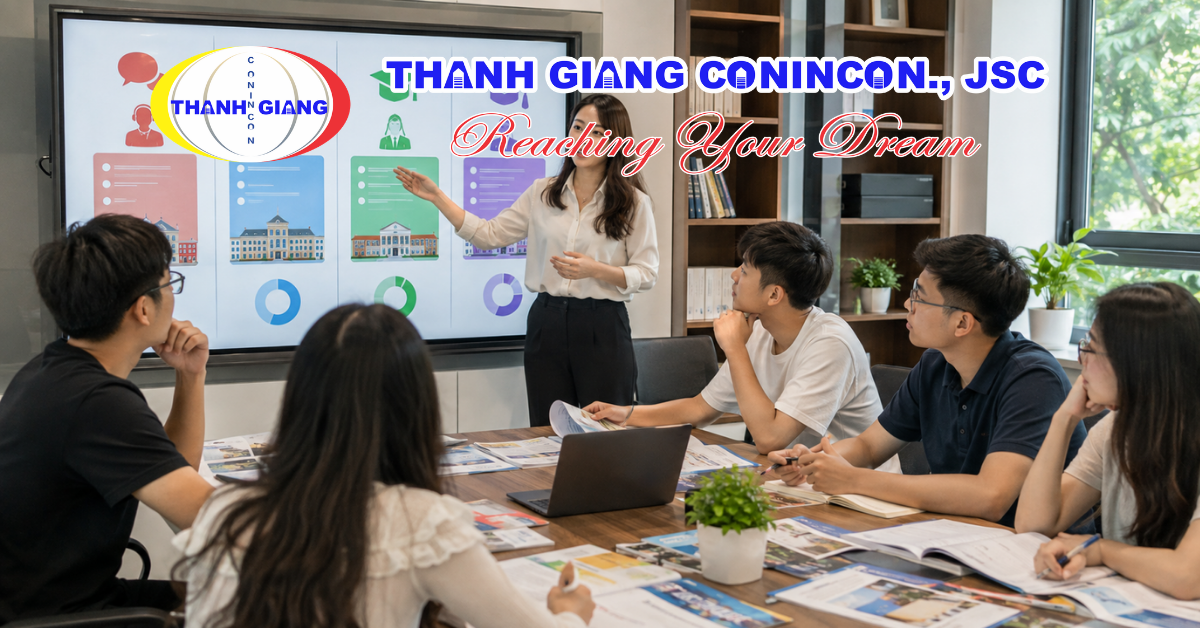 Nhóm học sinh tìm hiểu điều kiện đầu vào các hệ du học Trung Quốc