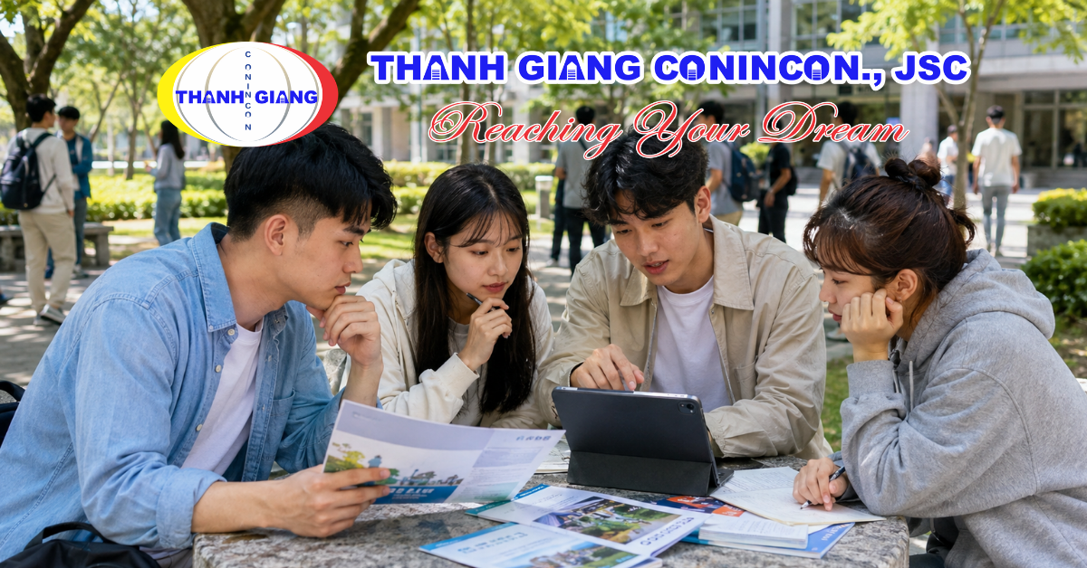 Nhóm học sinh tìm hiểu trước khi lựa chọn hệ du học vừa học vừa làm