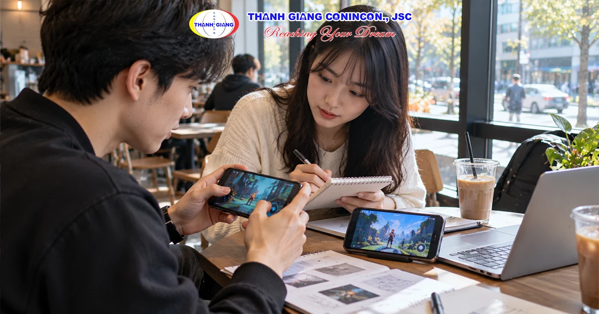 Sinh viên kiểm thử trải nghiệm game trên điện thoại thông minh tại Hàn Quốc