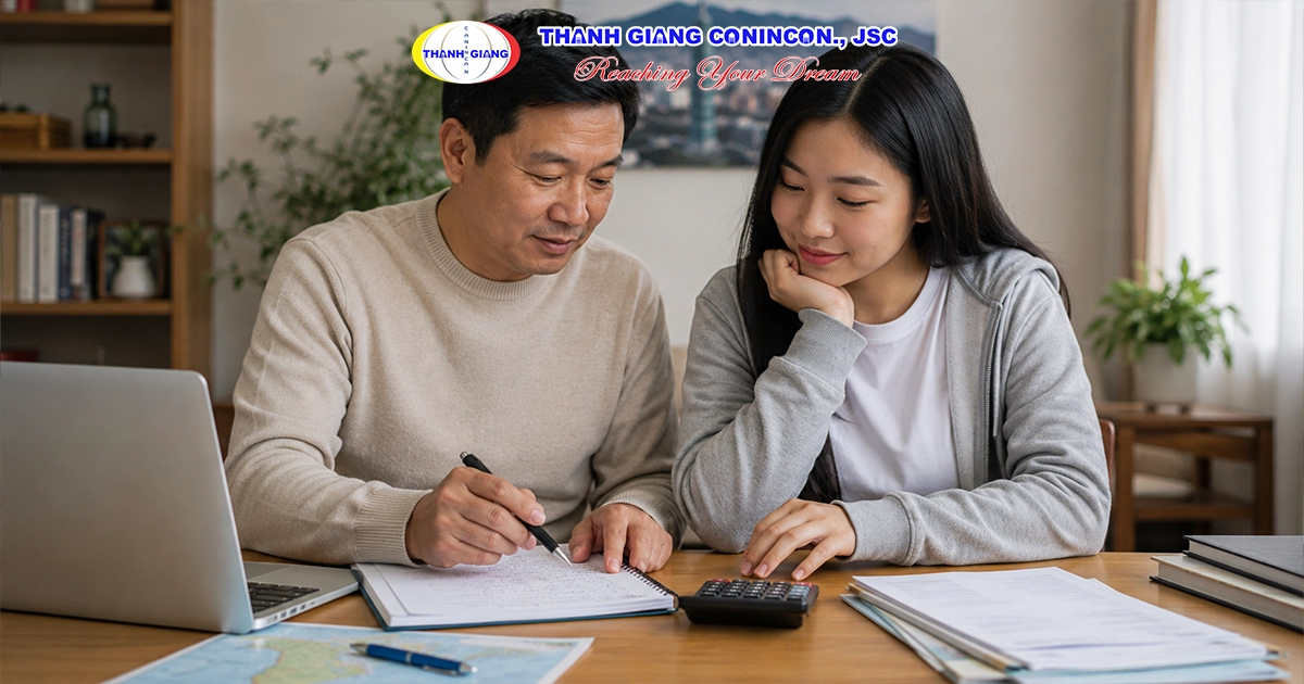 phụ huynh và học sinh lập kế hoạch chi phí du học Đài Loan