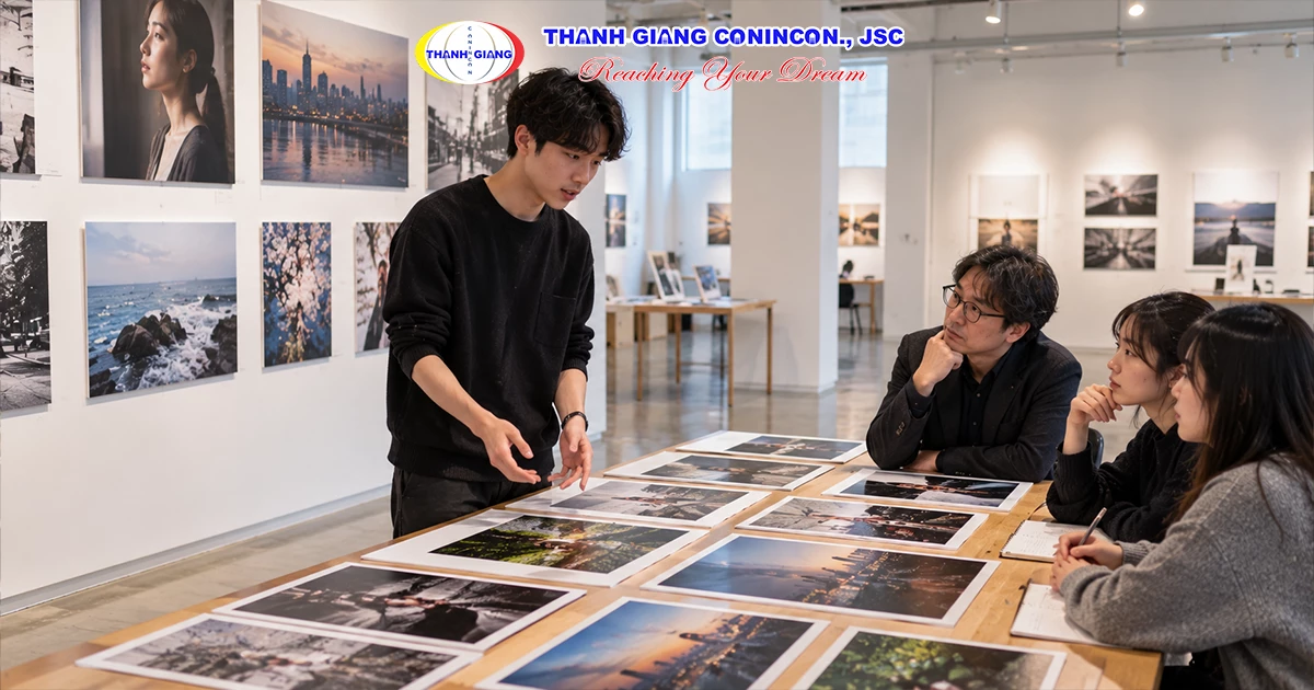 Sinh viên chuẩn bị và giới thiệu portfolio nhiếp ảnh để đăng ký học ngành nghệ thuật tại Hàn Quốc