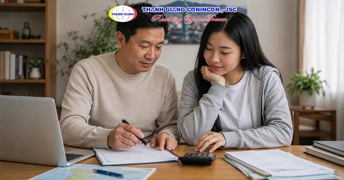 phụ huynh và học sinh lập kế hoạch chi phí du học Đài Loan