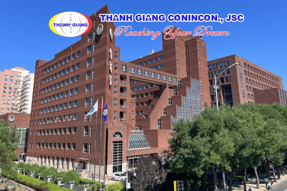 Toàn cảnh tòa nhà công trình kiến trúc hiện đại của Đại học Ngoại ngữ Bắc Kinh