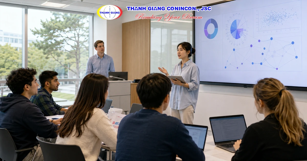 Sinh viên Việt Nam theo học chương trình giảng dạy bằng tiếng Anh tại trường đại học Hàn Quốc.