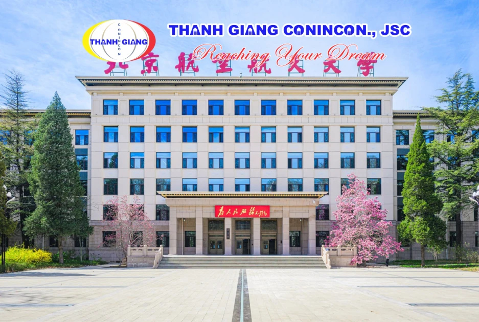 Góc nhìn chính diện Tòa nhà trung tâm Đại học Hàng không Vũ trụ Bắc Kinh