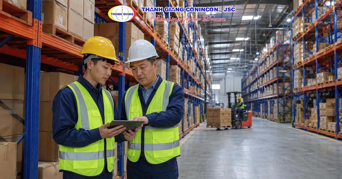 Sinh viên ngành logistics và quản lý thực hành tại trung tâm kho vận ở Đài Loan.