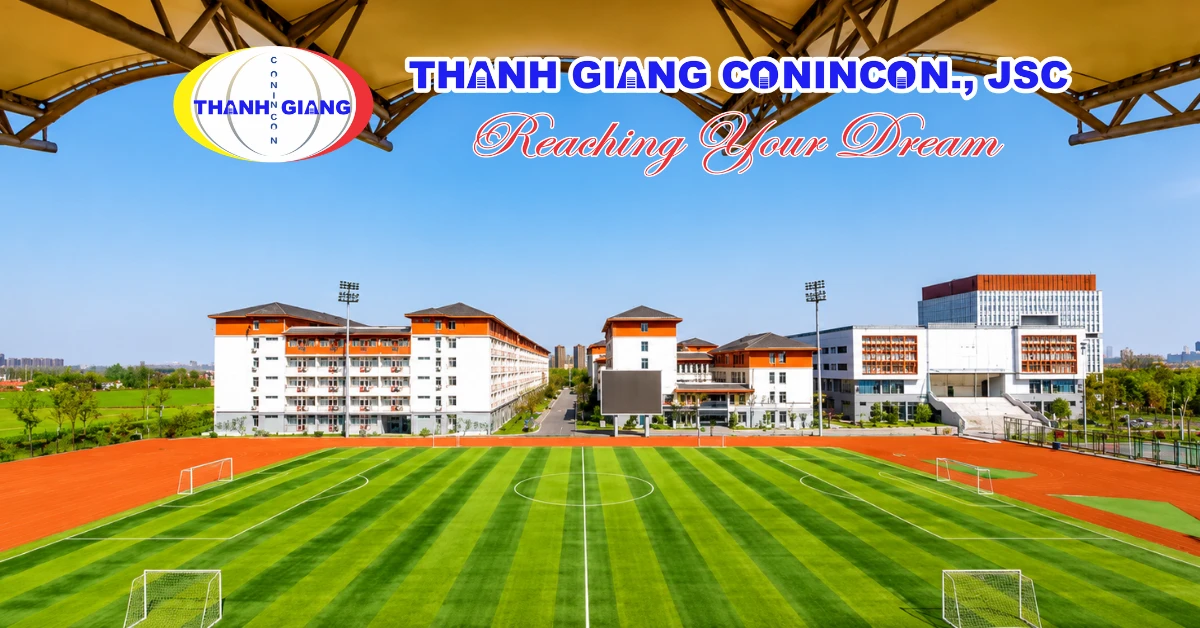 Toàn cảnh sân vận động và không gian thể dục thể thao tại Đại học Dương Châu