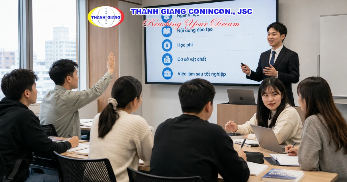 Nhóm du học sinh tham gia buổi tư vấn lựa chọn ngành Senmon phù hợp tại Nhật Bản