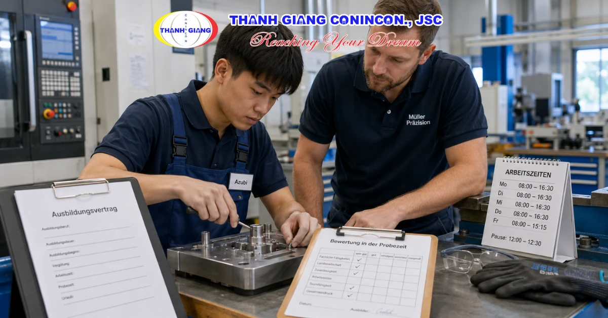 Du học sinh trải qua thời gian thử việc tại doanh nghiệp đào tạo nghề Đức