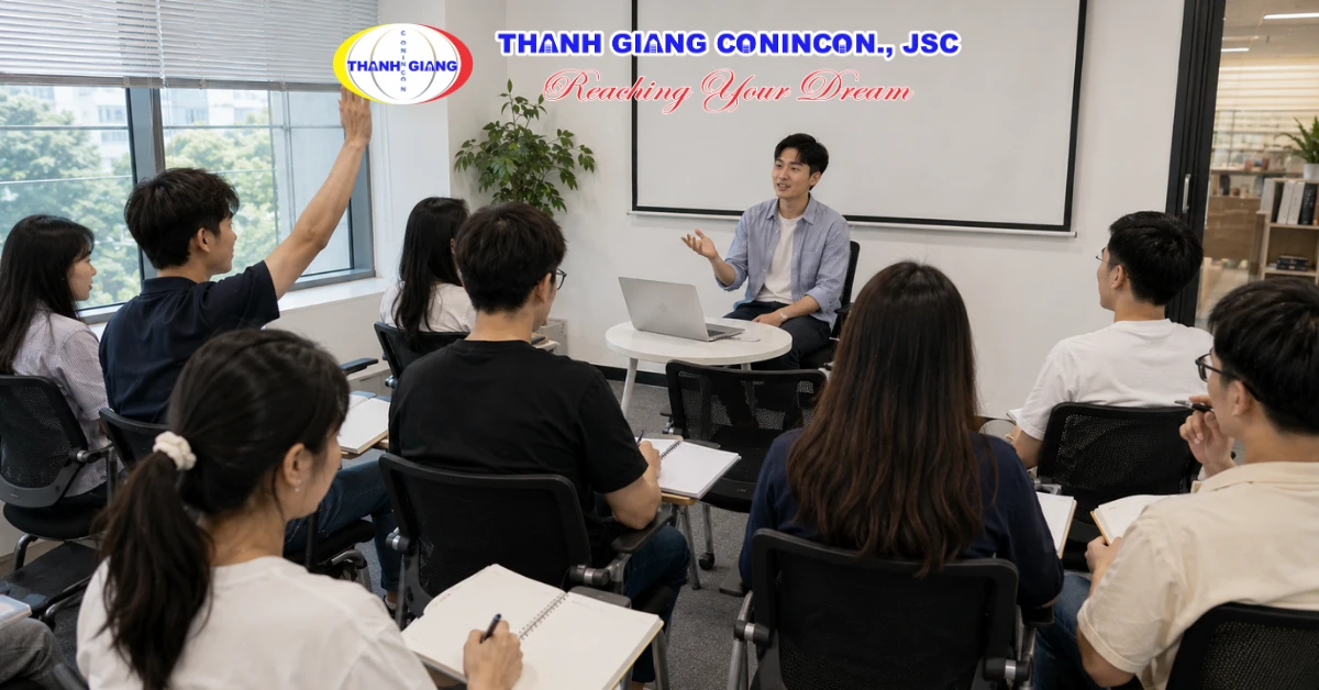 Nhóm du học sinh nghe chia sẻ kinh nghiệm để chuẩn bị hành trình học Đại học tại Hàn Quốc