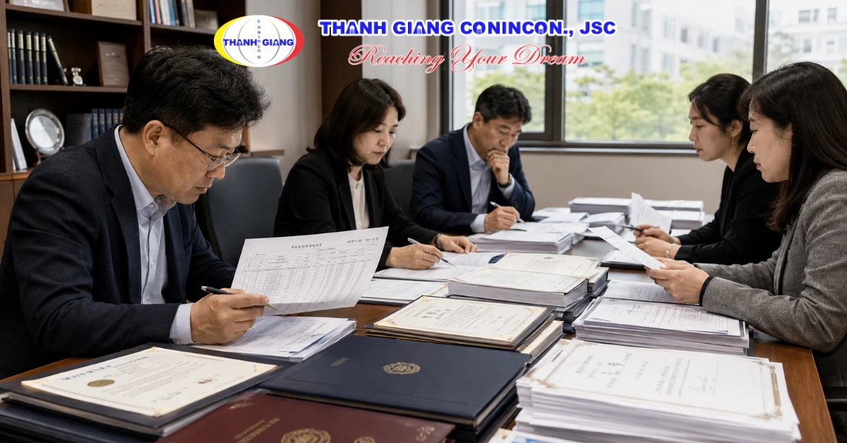 Hội đồng tuyển sinh đánh giá GPA và thành tích học tập của hồ sơ học bổng chuyển tiếp tại Hàn Quốc
