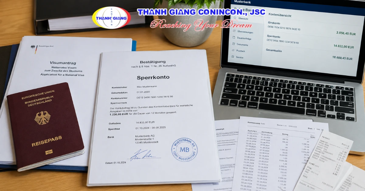Hồ sơ tài khoản phong tỏa Sperrkonto dùng để chứng minh tài chính khi du học Đức
