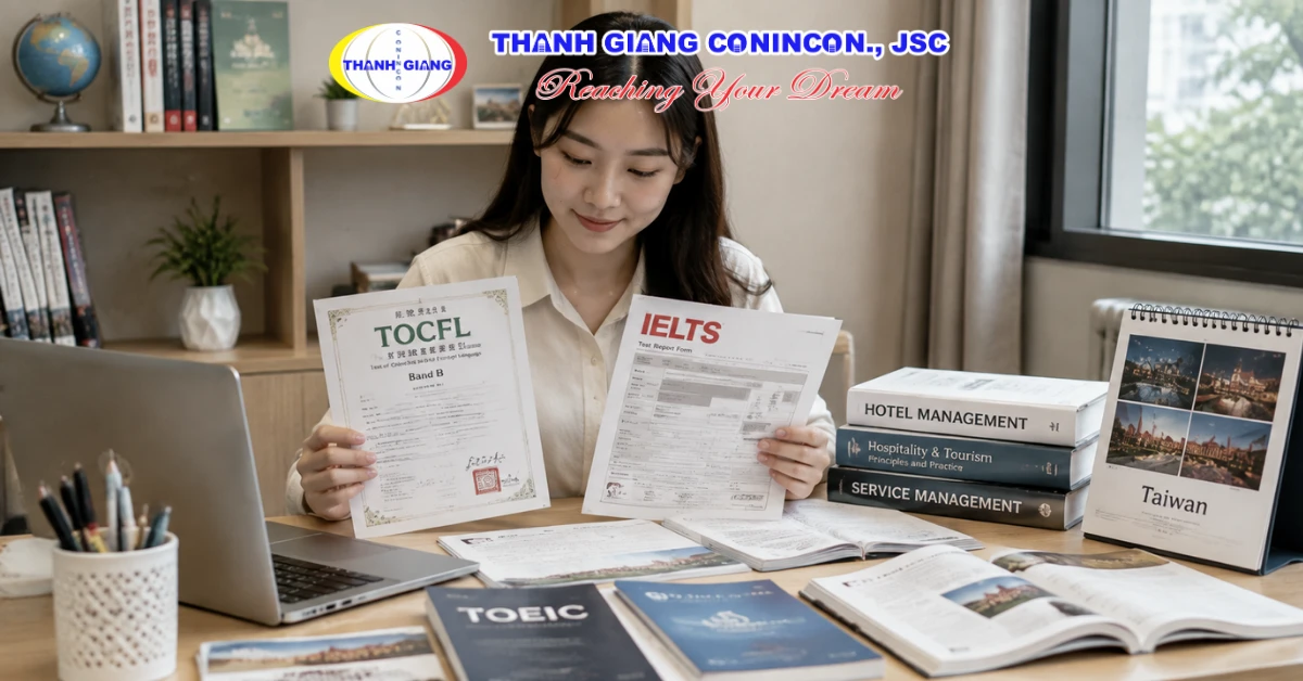 Sinh viên chuẩn bị chứng chỉ ngoại ngữ cho ngành Quản trị khách sạn tại Đài Loan