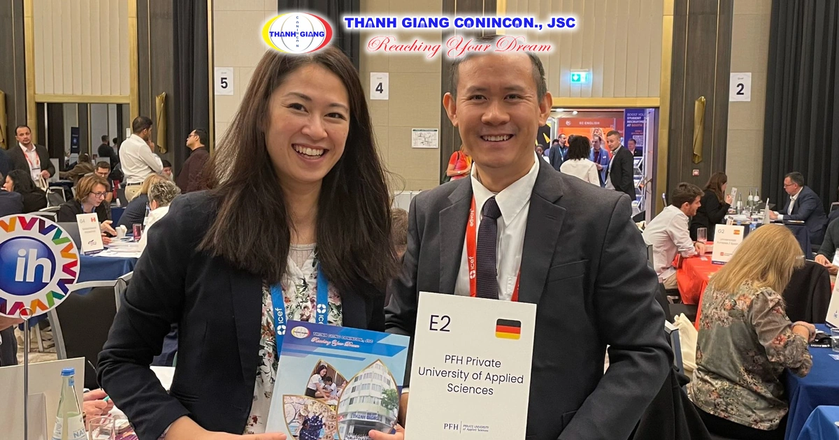 Thanh Giang gặp đại diện trường tư thục PFH tại ICEF Berlin, nhóm trường thường có thu học phí