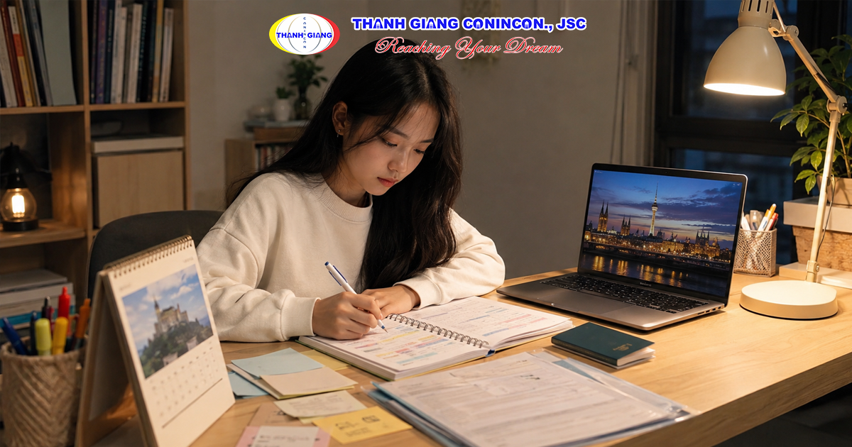 Học sinh xây dựng kế hoạch học tiếng, chuẩn bị hồ sơ và visa để sang Đức