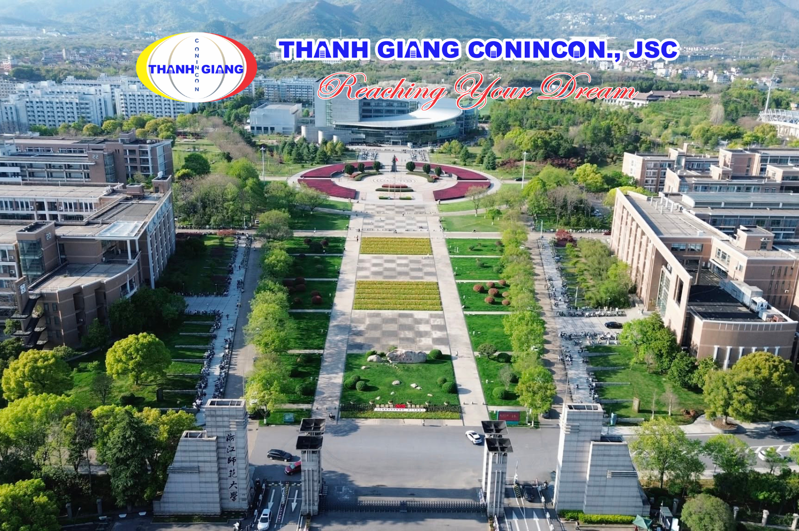 Toàn cảnh Đại học Sư phạm Chiết Giang nhìn từ trên cao