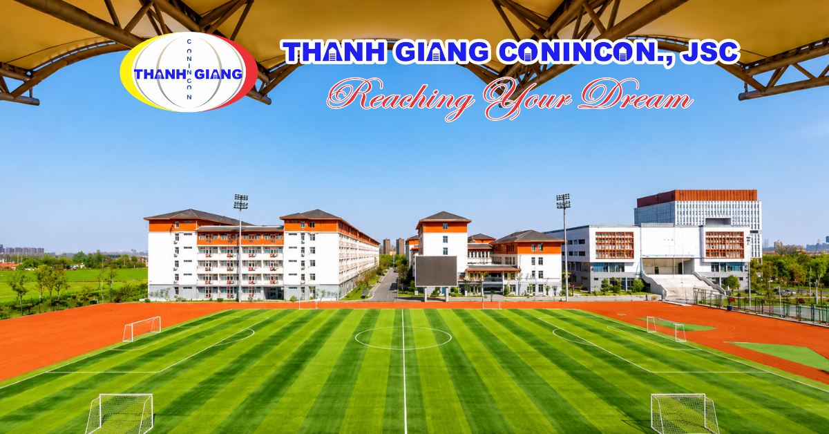 Toàn cảnh sân vận động và không gian thể dục thể thao tại Đại học Dương Châu